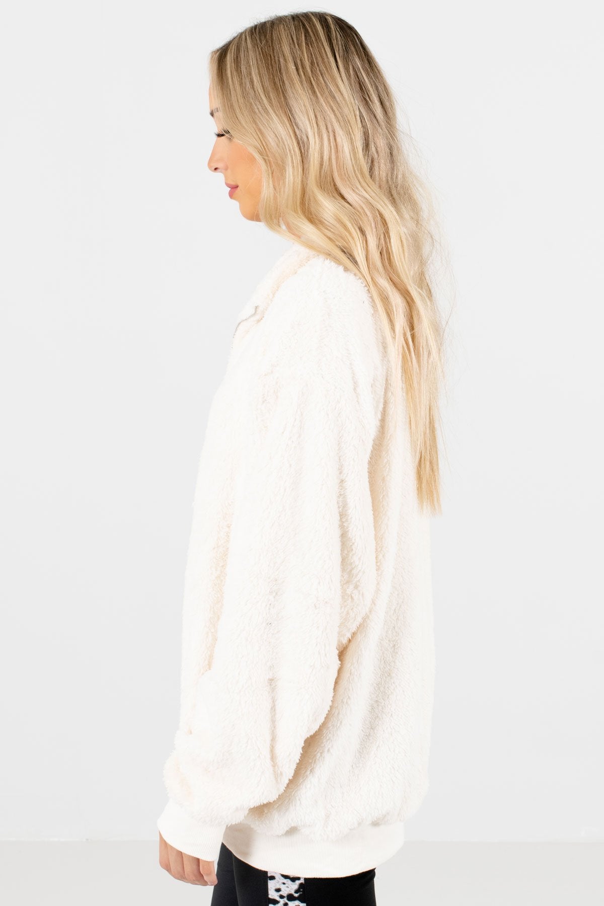 White Oversized Relaxed Fit Boutique Pullovers for Women