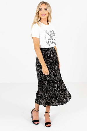 Black Cute and Comfortable Boutique Midi Skirts for Women