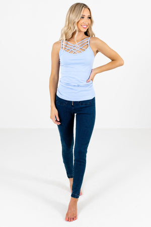 Women’s Light Blue Casual Everyday Boutique Tank Top