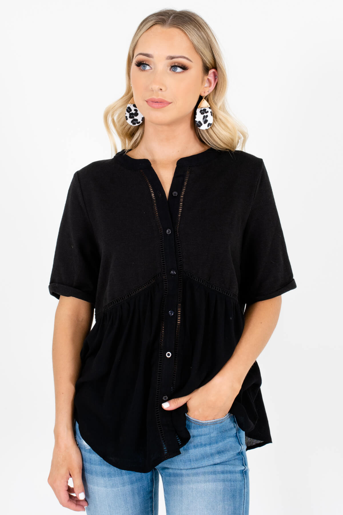 Black Button-Up Shirts Affordable Online Boutique for Women