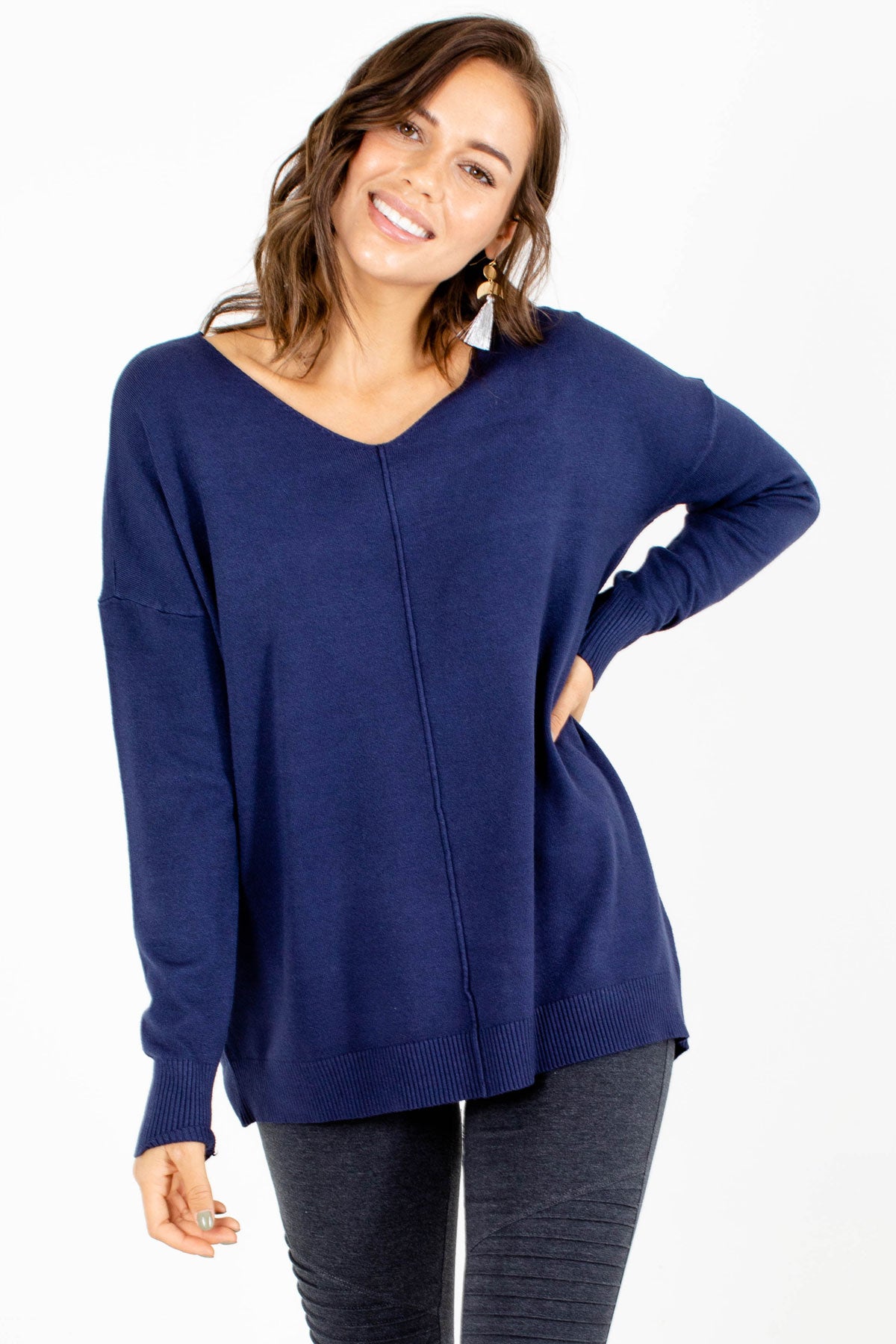 Navy Blue Cozy and Warm Boutique Sweaters for Women