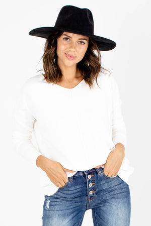 White Long Sleeve Boutique Sweaters for Women
