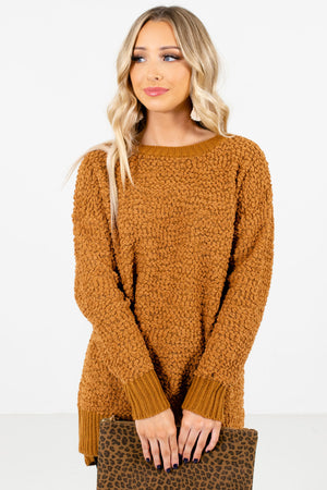 Mustard Round Neckline Boutique Sweaters for Women