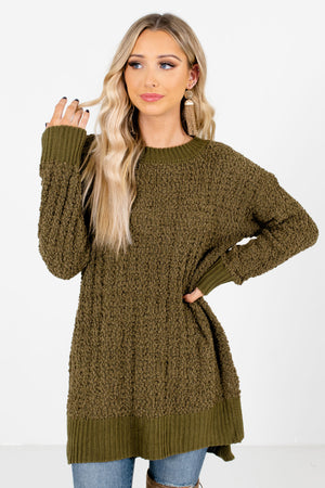 Women’s Olive Green Casual Everyday Boutique Sweater