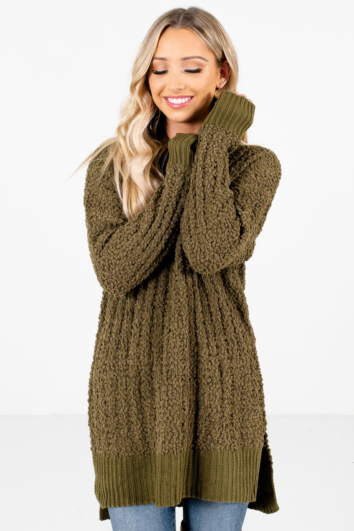 Women’s Olive Green Warm and Cozy Boutique Sweaters