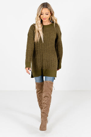 Olive Green Cute and Comfortable Boutique Sweaters for Women