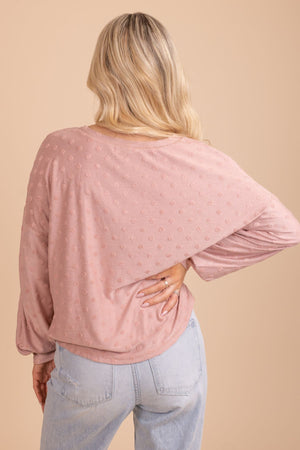 Women's Pink Round Neckline Boutique Top
