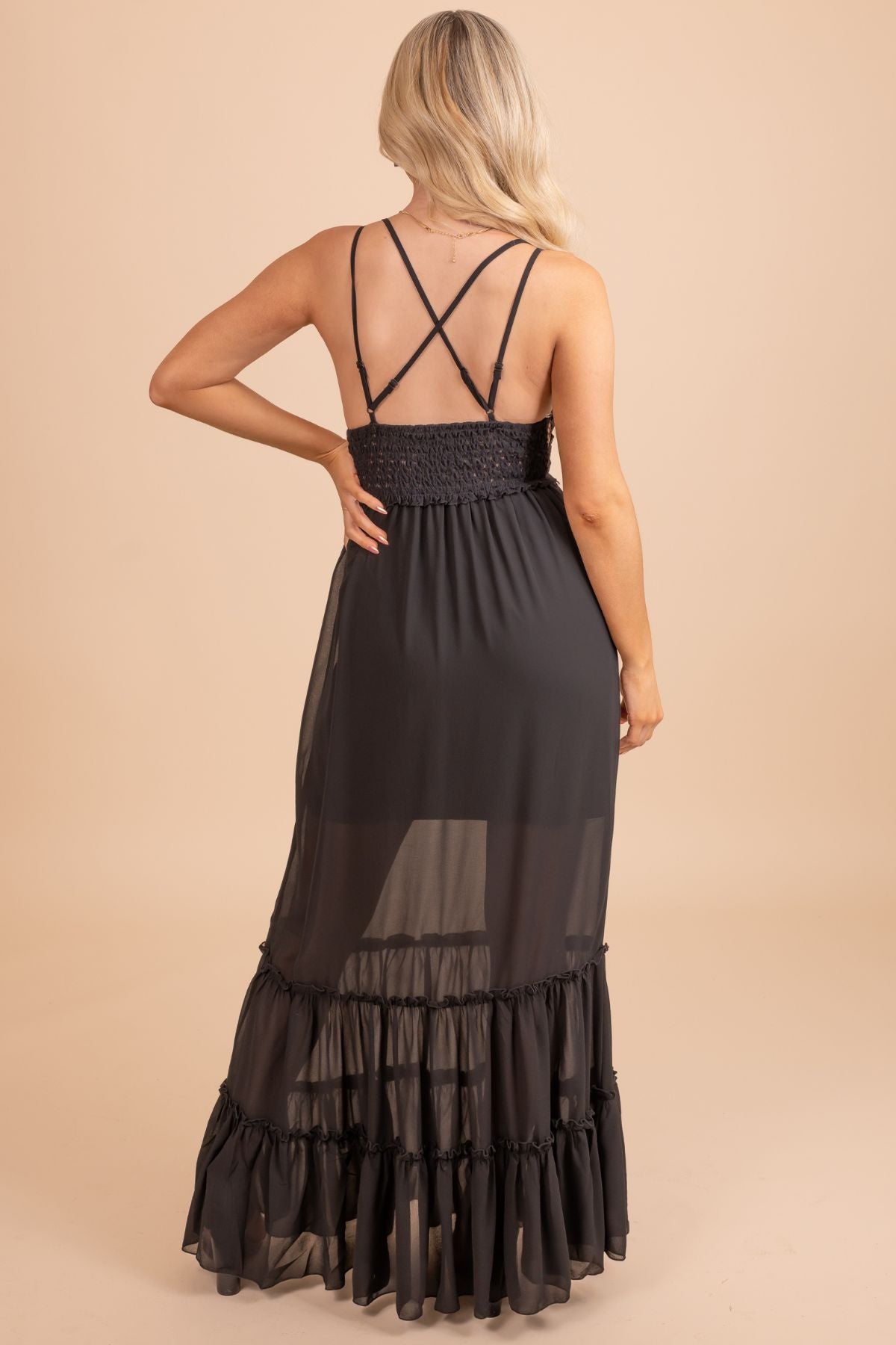 Women's Black Adjustable Strap Boutique Dress