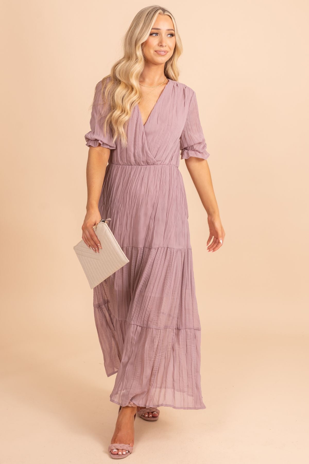Women's Interior Lined Boutique Purple Maxi Dress