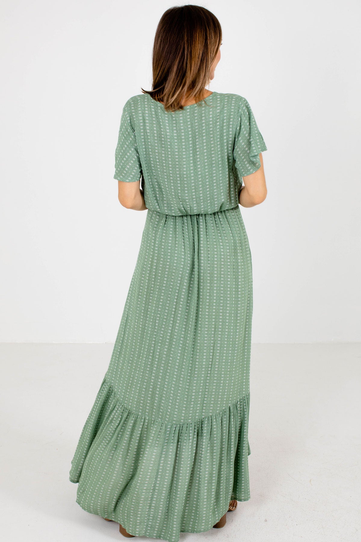 Women's Green High-Low Hem Boutique Maxi Dress