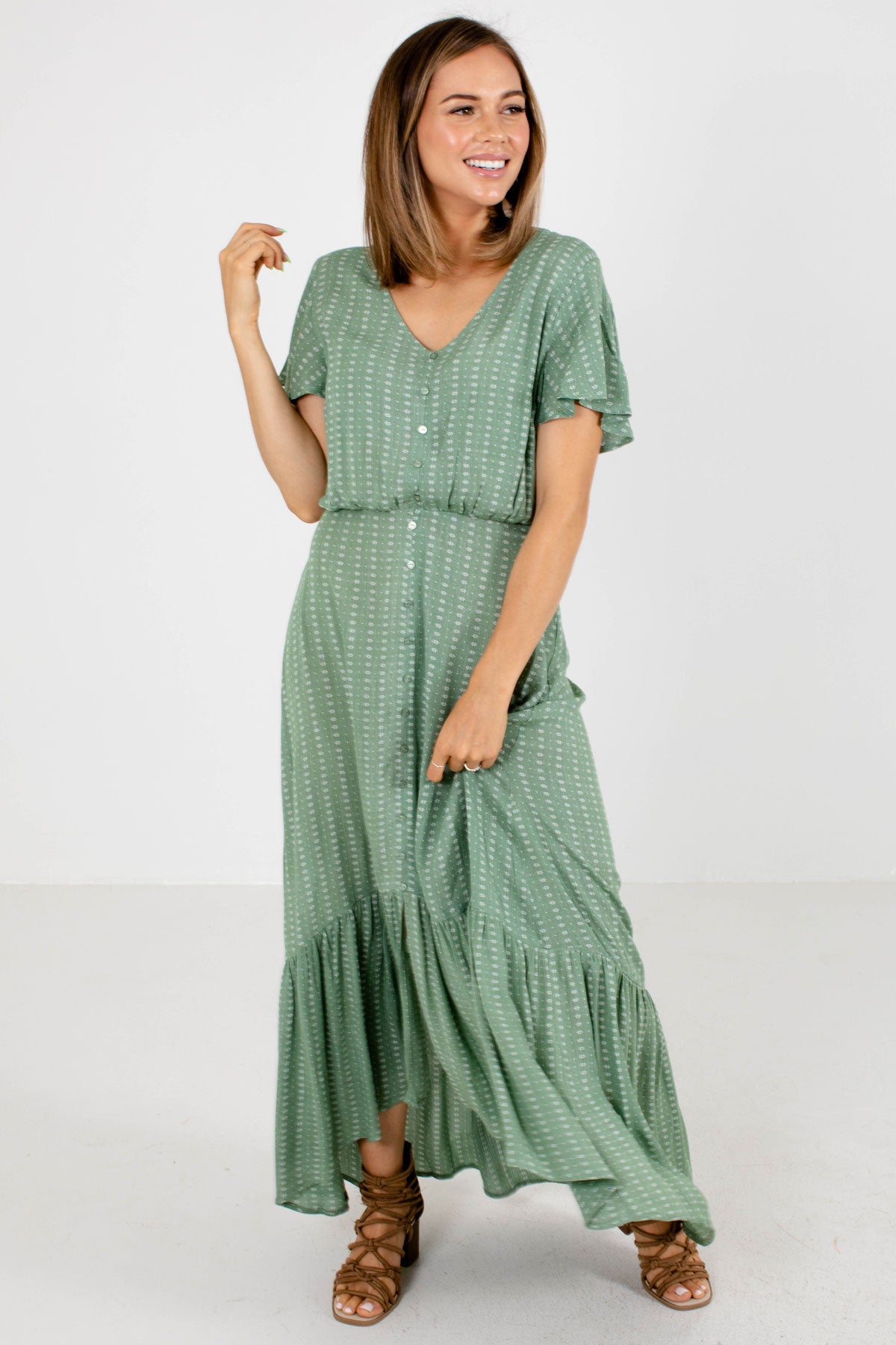 Green Cute and Comfortable Boutique Maxi Dresses for Women