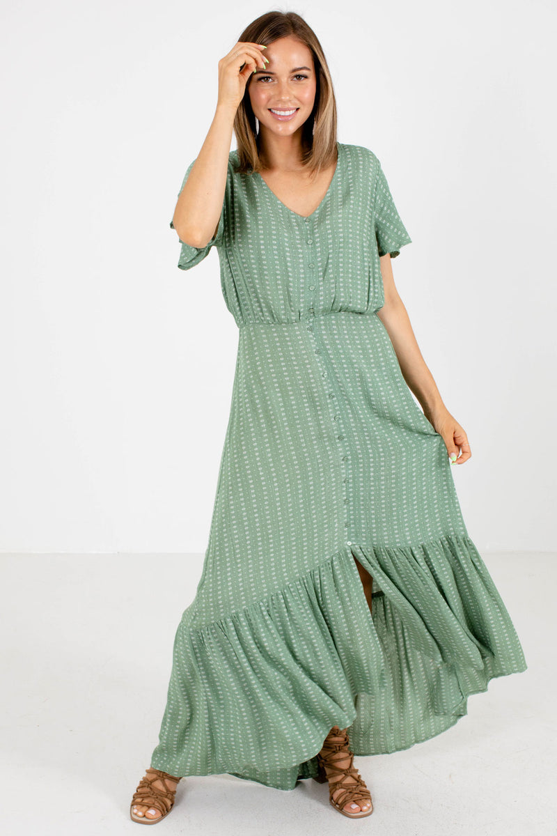 Dance it Out Green Patterned Maxi Dress | Boutique Dress - Bella Ella ...