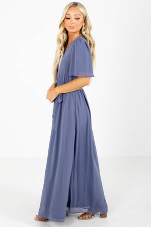 Women's Blue Fully Lined Boutique Maxi Dress