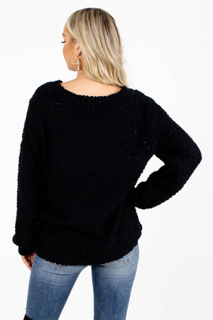 Women's Black Popcorn Knit Boutique Sweater