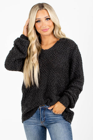 Gray Long Sleeve Boutique Sweaters for Women