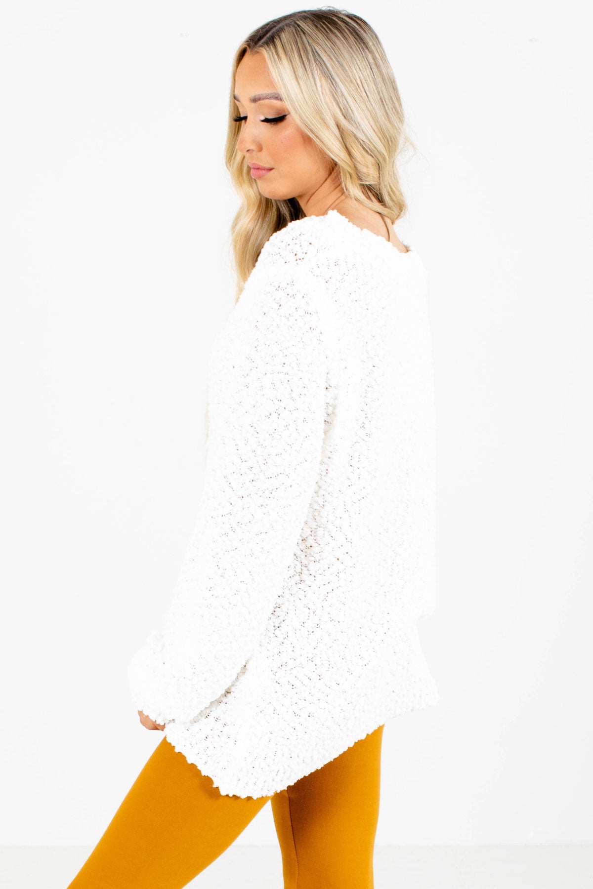 Women's White Warm and Cozy Boutique Sweater