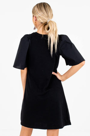 Women's Black Knit-Like Material Boutique Mini Dress