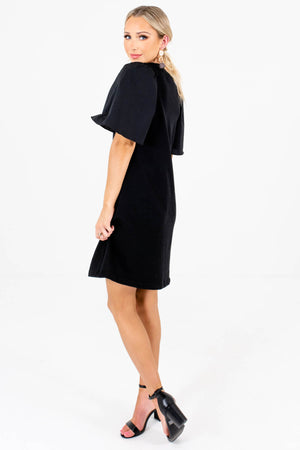 Black High Round Neckline Boutique Mini Dresses for Women