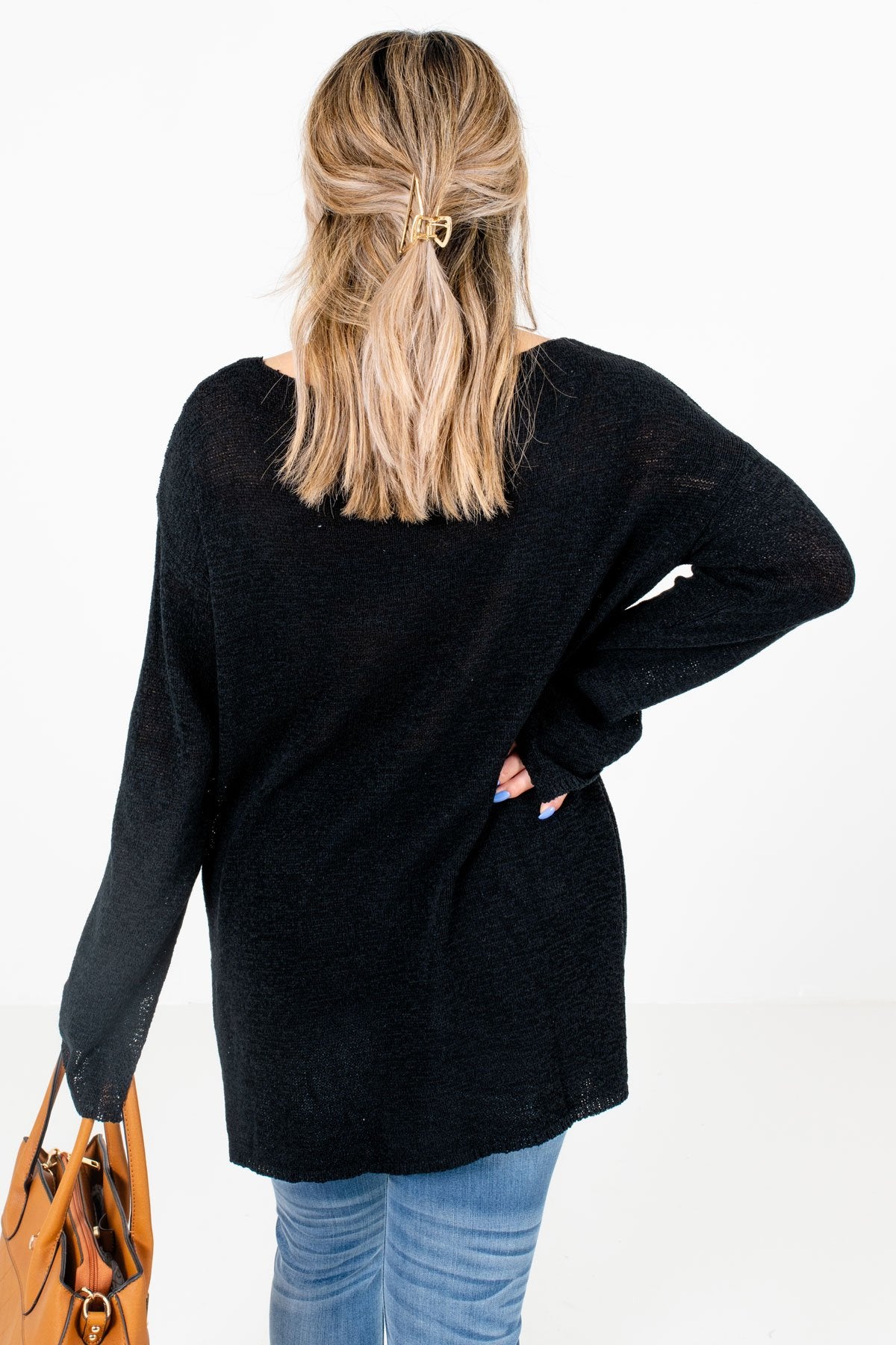Women’s Black High-Low Hem Boutique Sweater