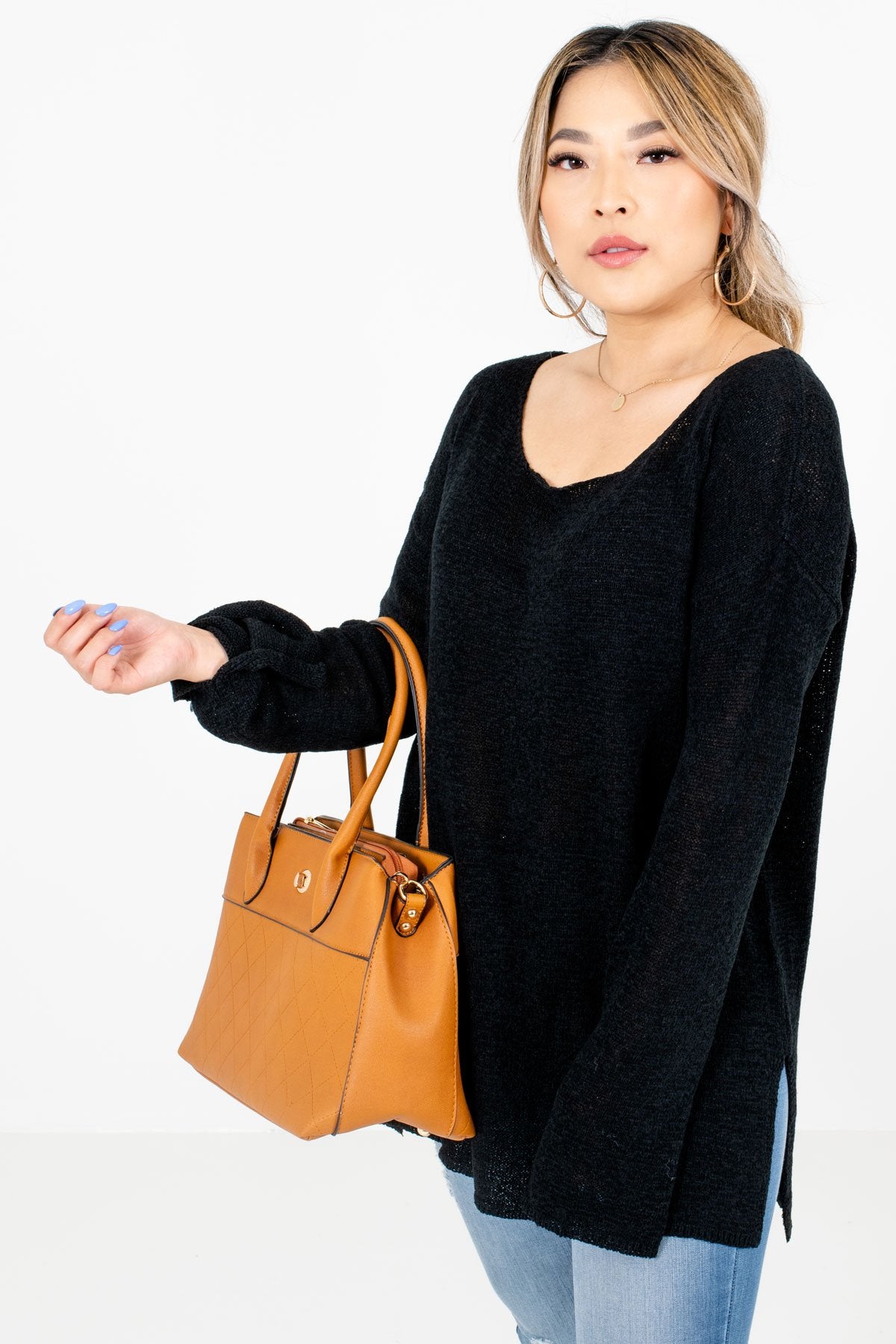 Women’s Black Split Hem Boutique Sweaters