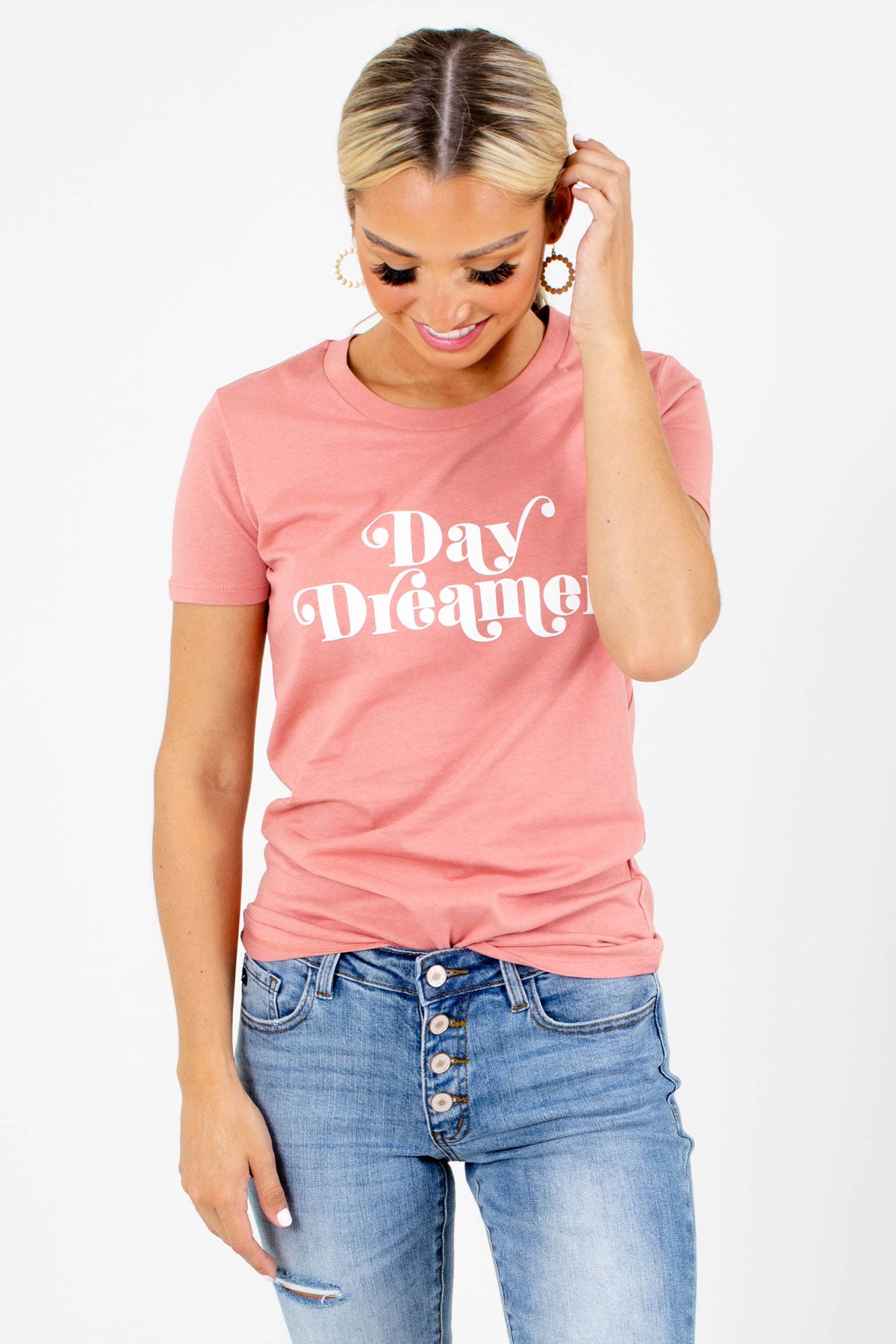 Women's Pink Short Sleeve Boutique Graphic T-Shirt