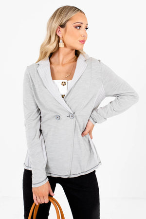 Heathered Sage Green Boutique Blazers for Women