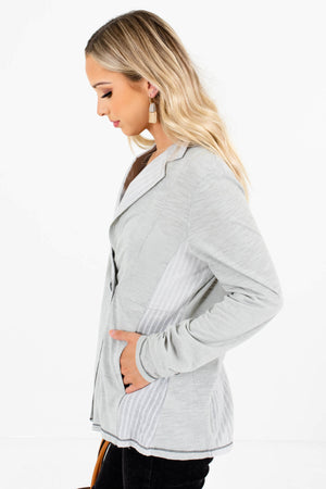 Sage Green Boutique Blazers with Pockets for Women