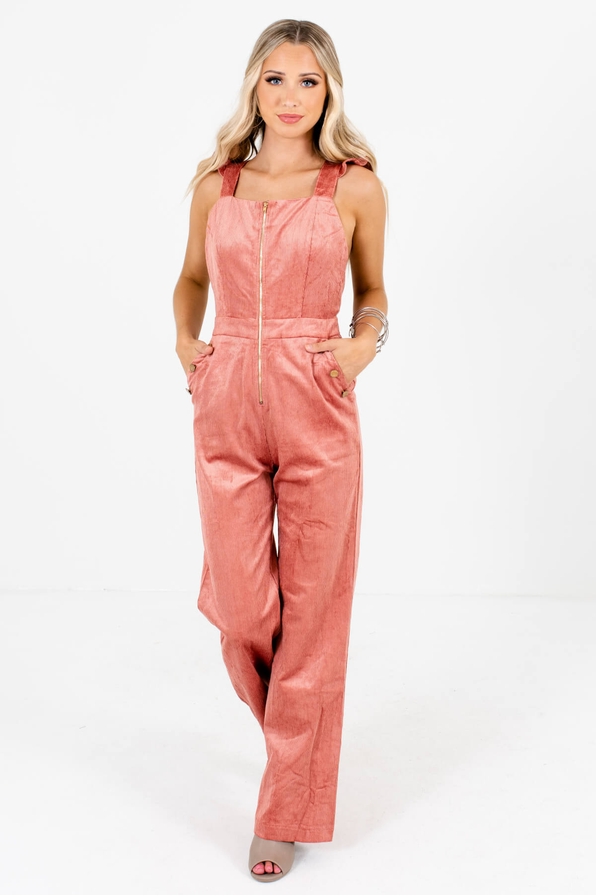 Pink corduroy jumpsuit online