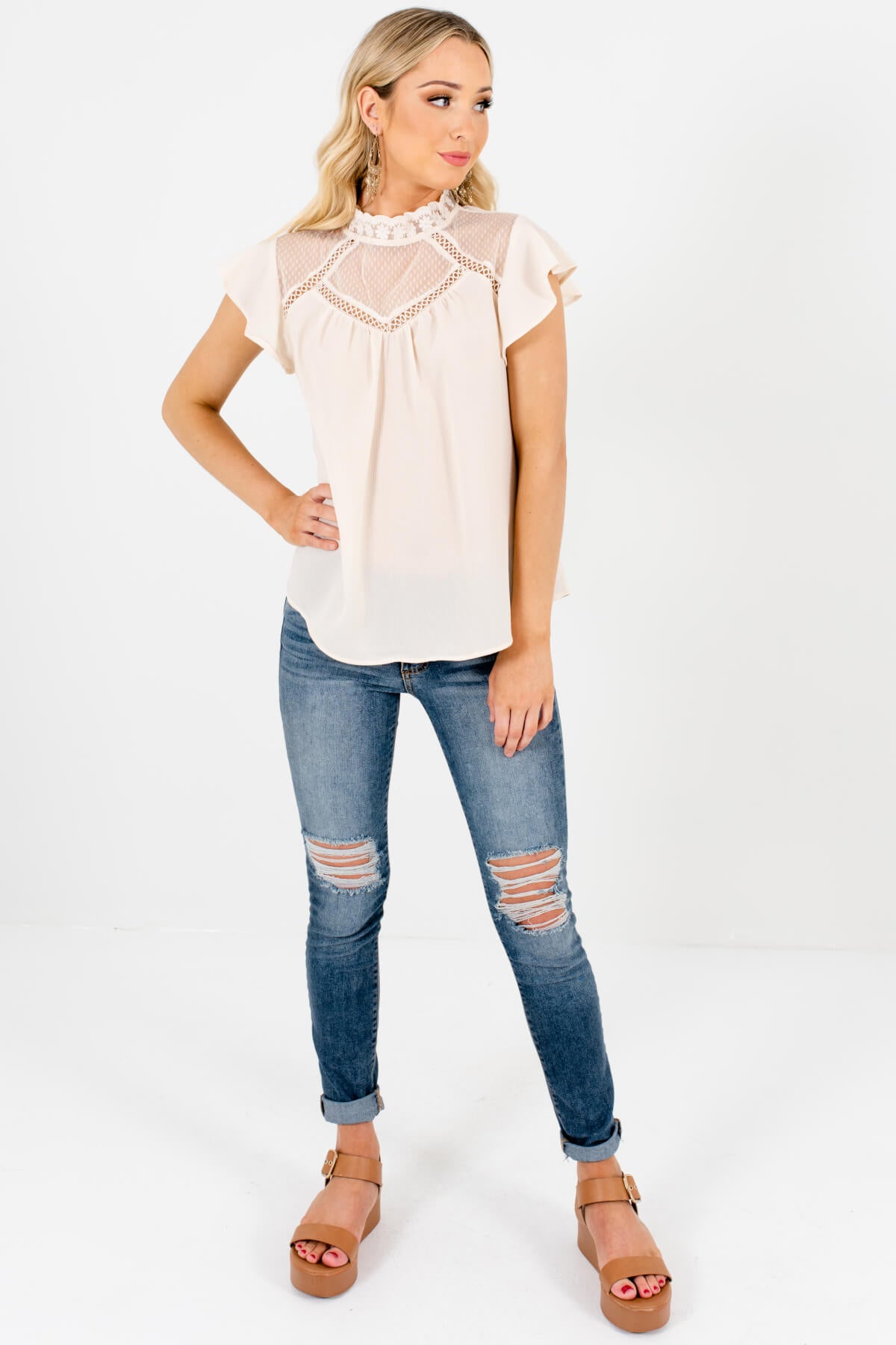 Women's Cream Spring and Summertime Boutique Clothing