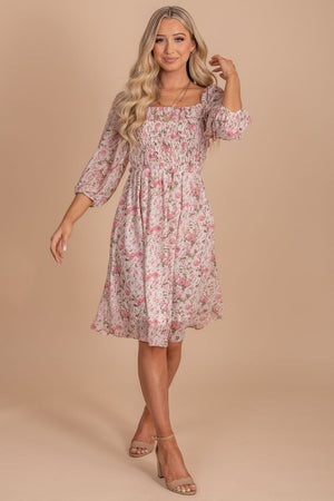 Floral dress with smocked bodice