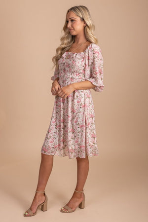 Knee-length floral print dress