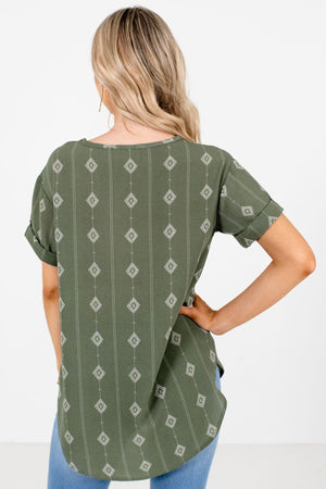 Women’s Sage Green High-Low Hem Boutique Tops