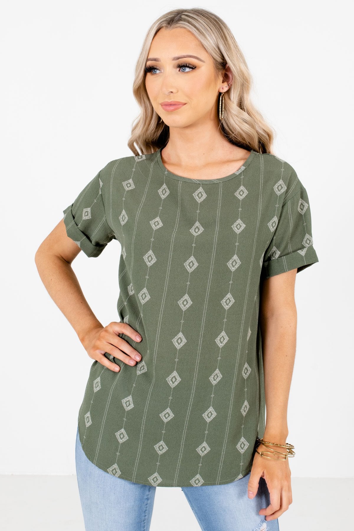 Women’s Sage Green High-Quality Lightweight Material Boutique Top