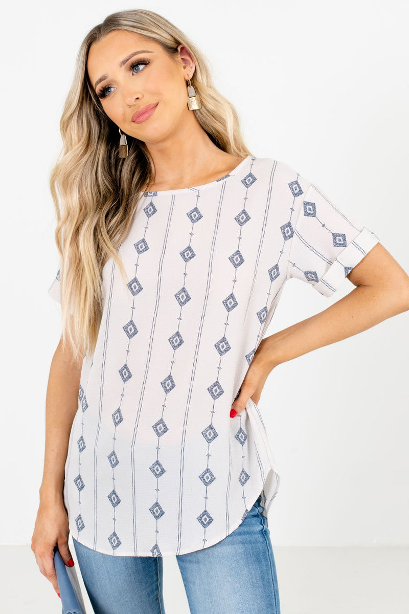 Diamond in the Rough White Patterned Blouse