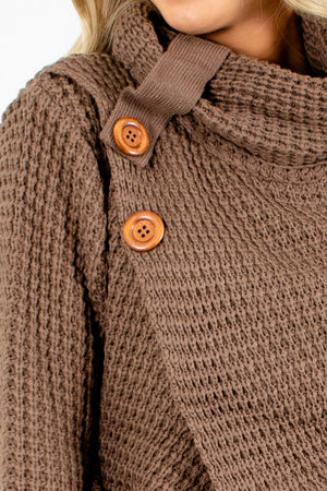 Women's Brown Cowl Neckline Boutique Sweater