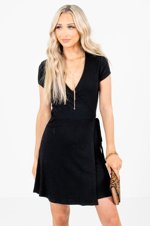 Black Wrap Style Boutique Mini Dresses for Women