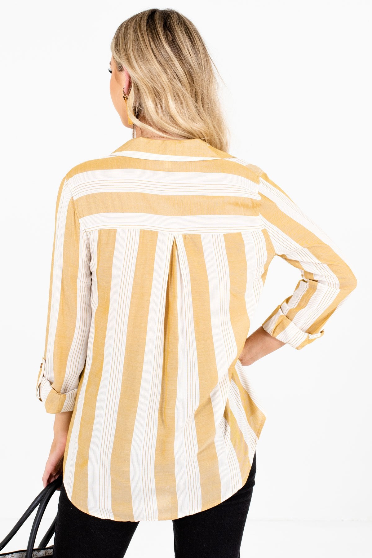 Women’s Yellow Button-Up Front Boutique Shirts