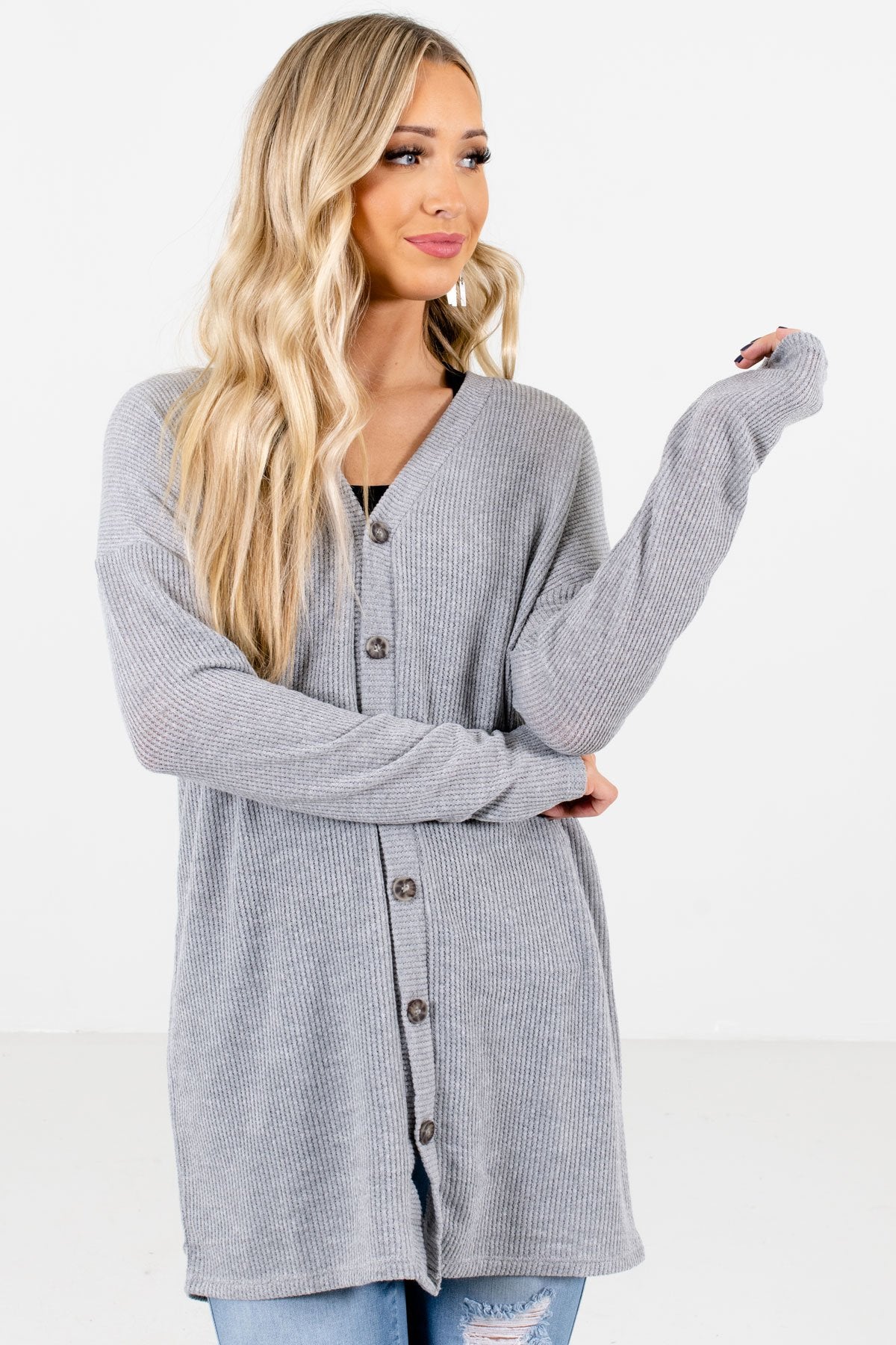 Women’s Heather Gray Warm and Cozy Boutique Tops