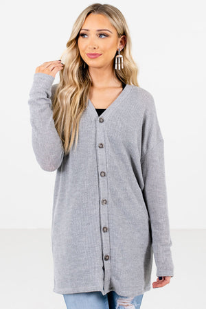 Women’s Heather Gray High-Quality Knit Material Boutique Tops
