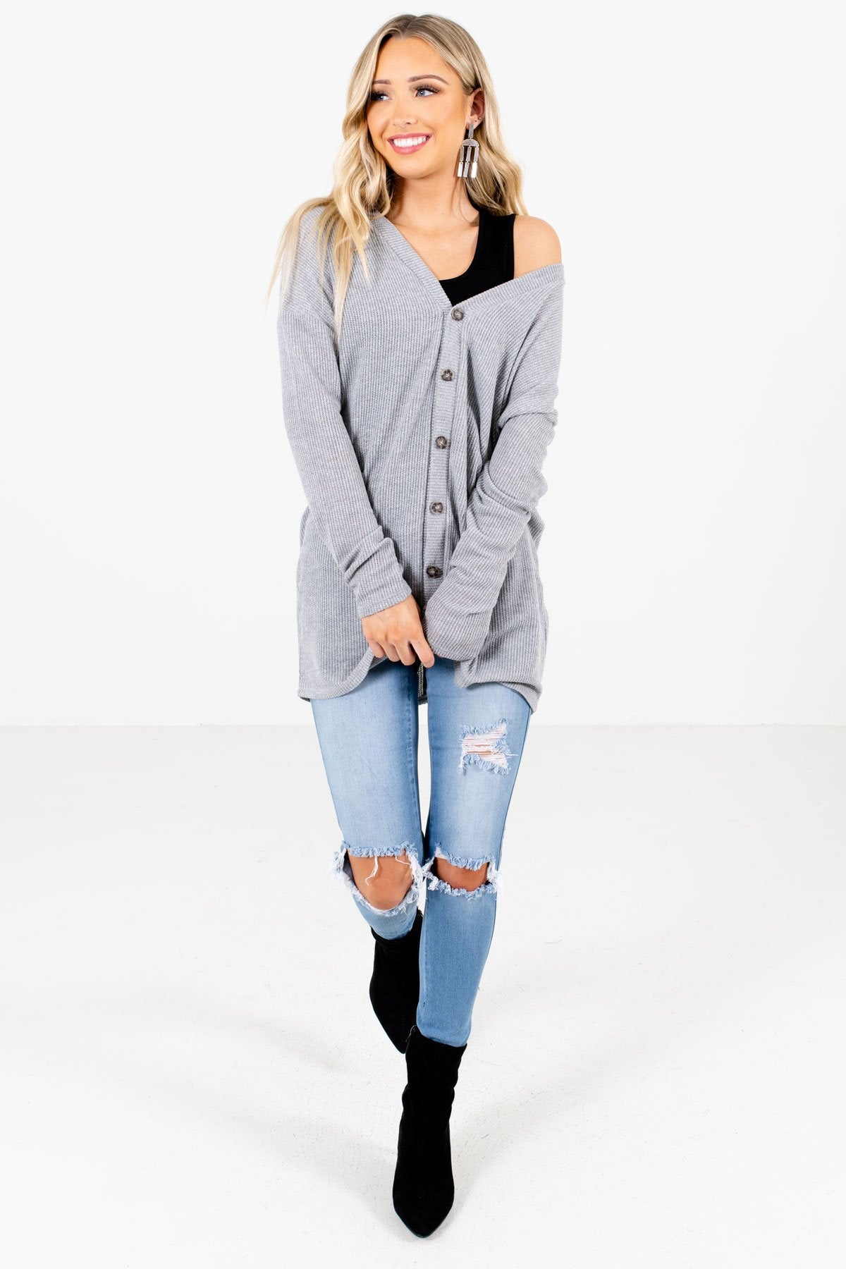Heather Gray Cute and Comfortable Boutique Tops for Women