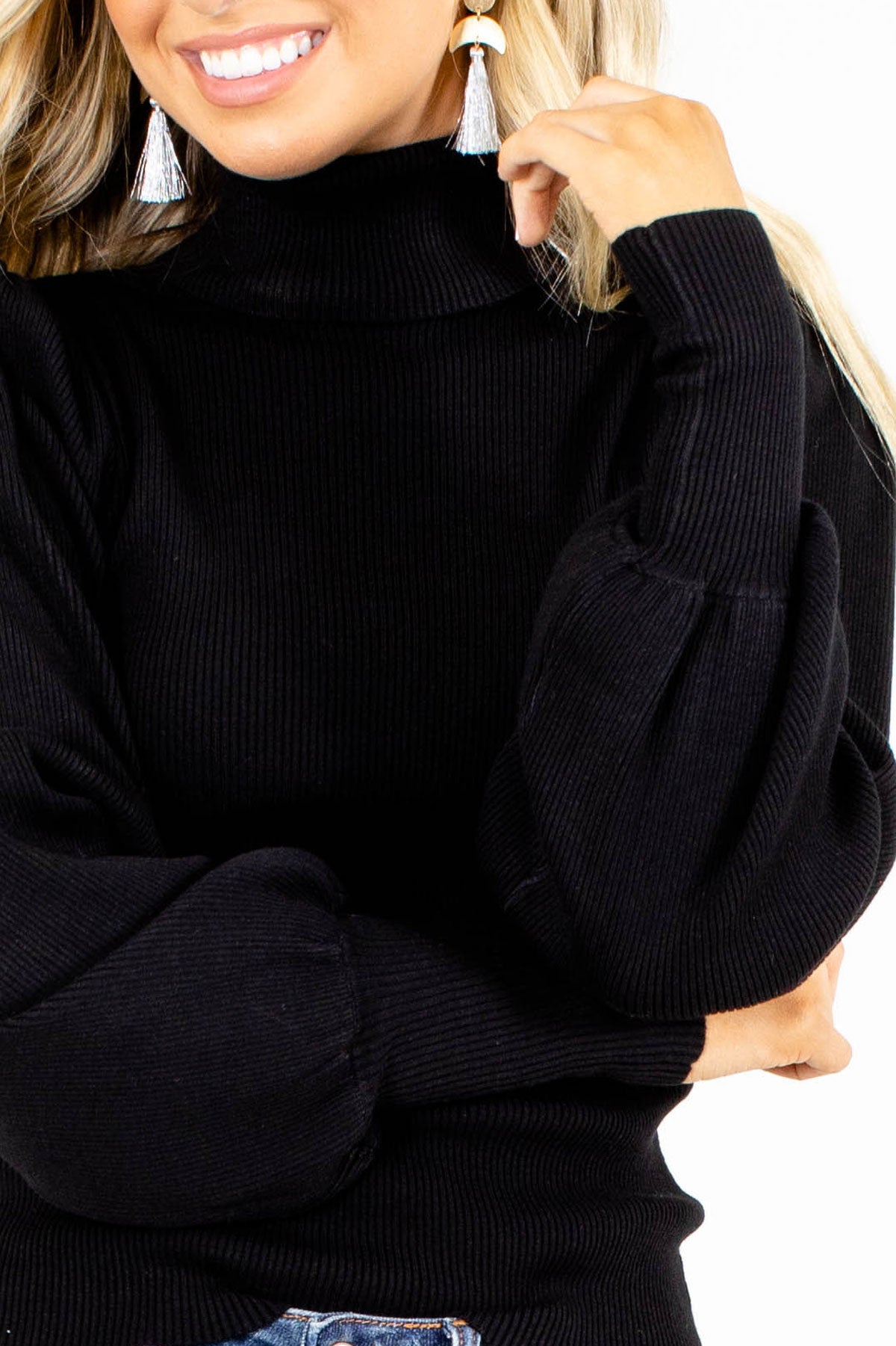 Black Stretchy Sweater Top Boutique Styles