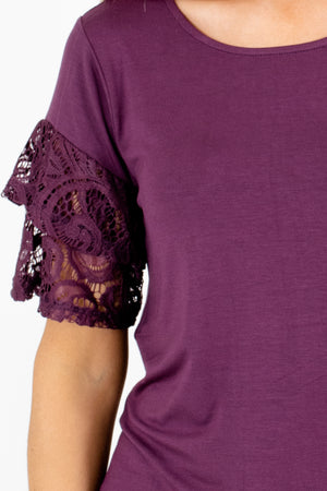 Women's Purple Stretchy Material Boutique Blouse
