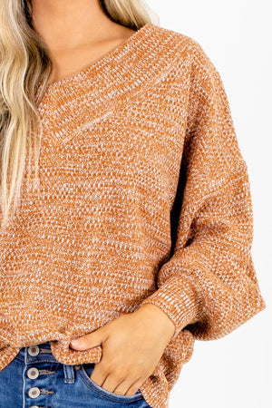 Women's Orange Balloon Sleeve Boutique Sweater