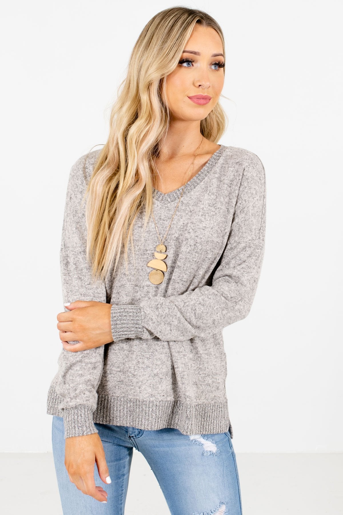 Women’s Taupe Brown Casual Everyday Boutique Tops