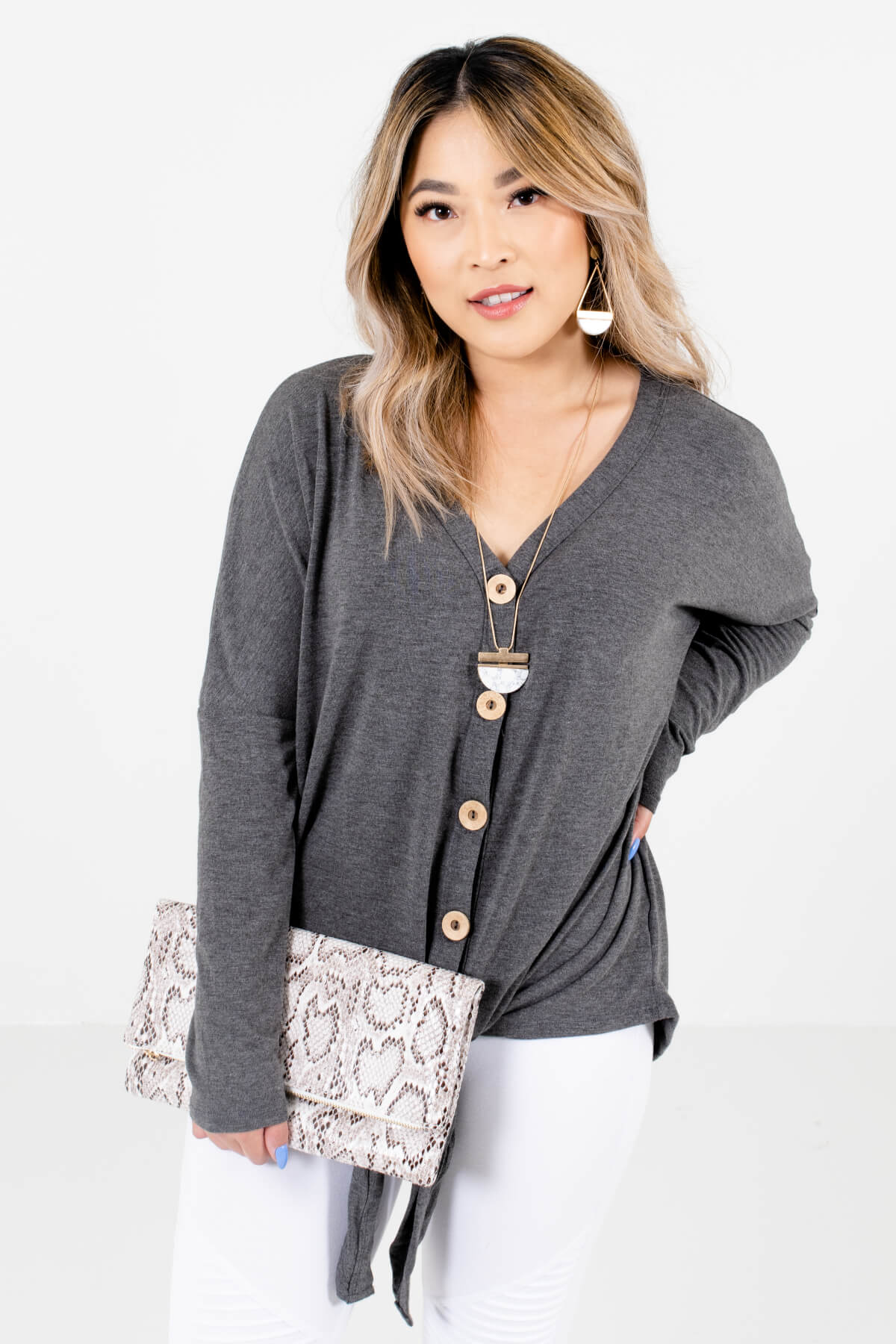 Charcoal Gray Cute and Comfortable Boutique Tops for Women