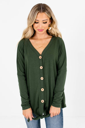Women's Olive Green Oversized Fit Boutique Tops