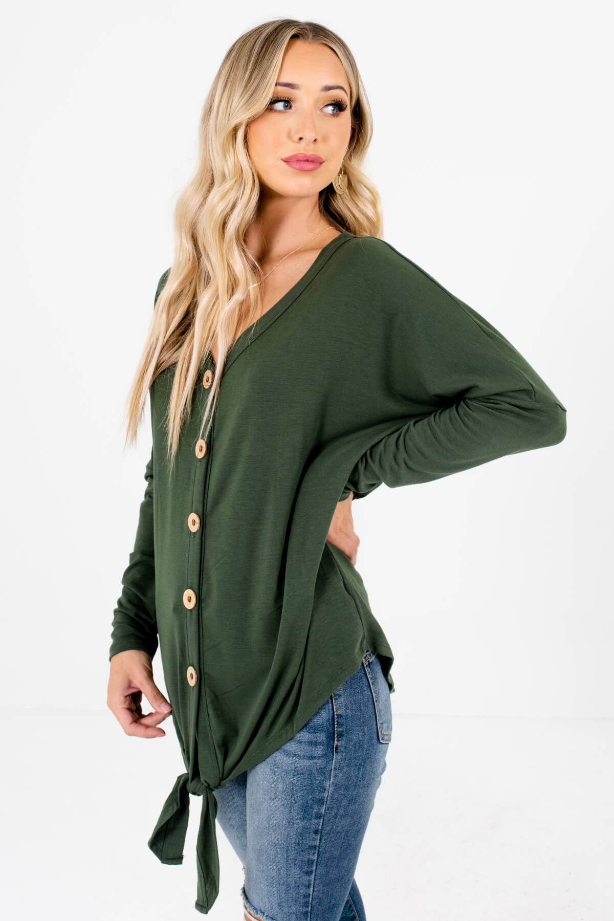 Olive Green Cute and Comfortable Boutique Tops for Women