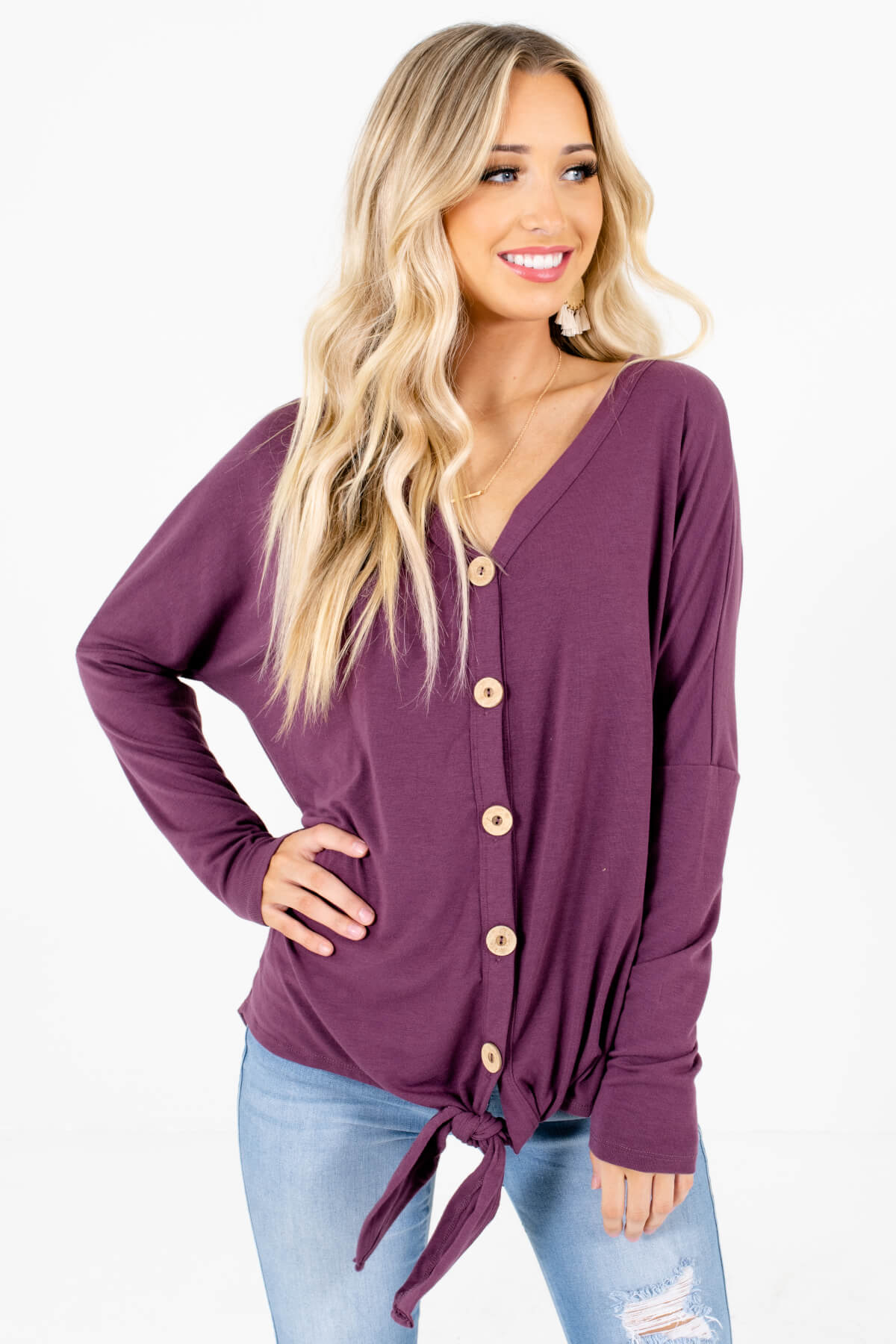 Women’s Purple V-Neckline Boutique Tops