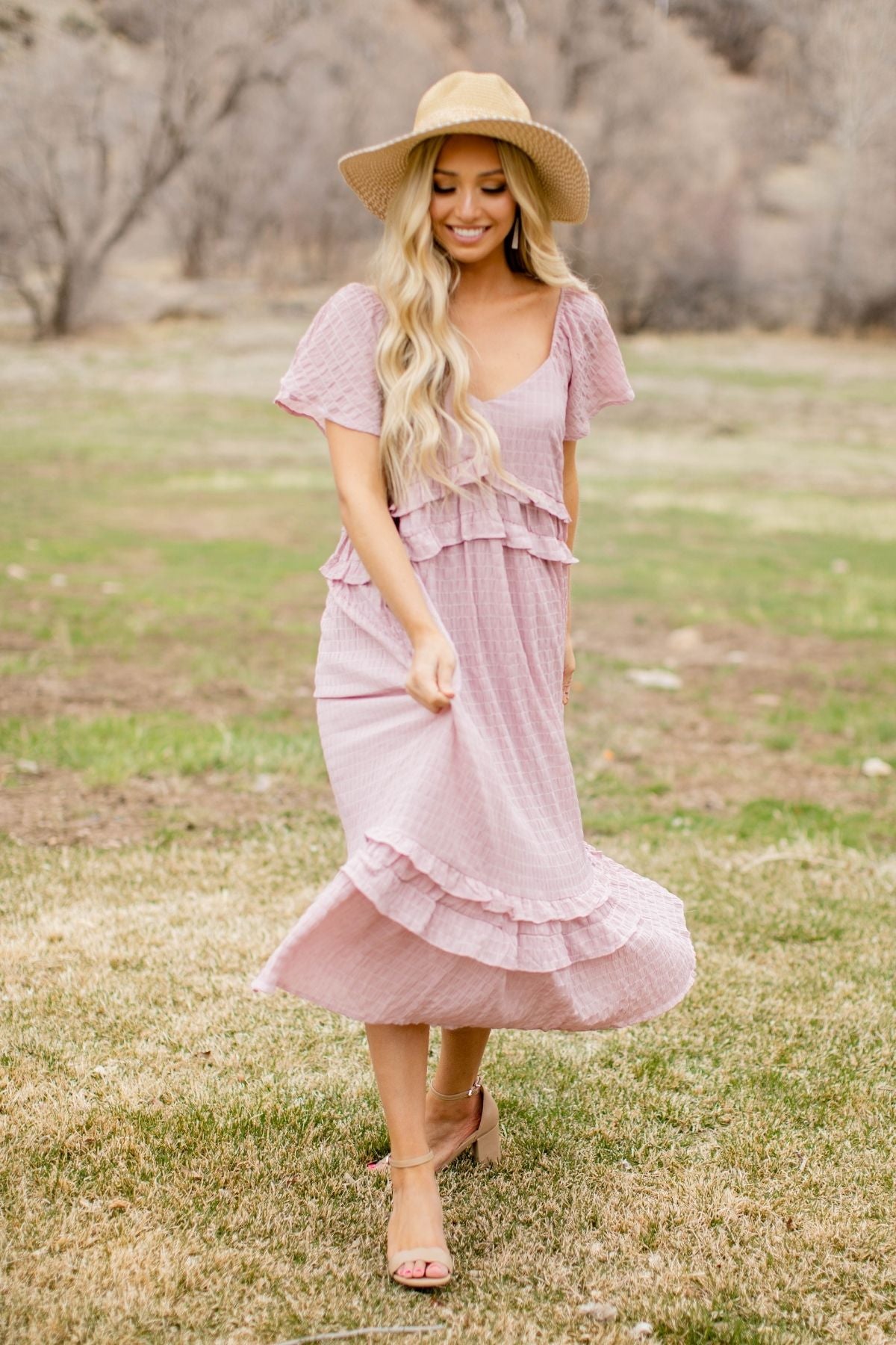 Women's Rose Colored Maxi Dress