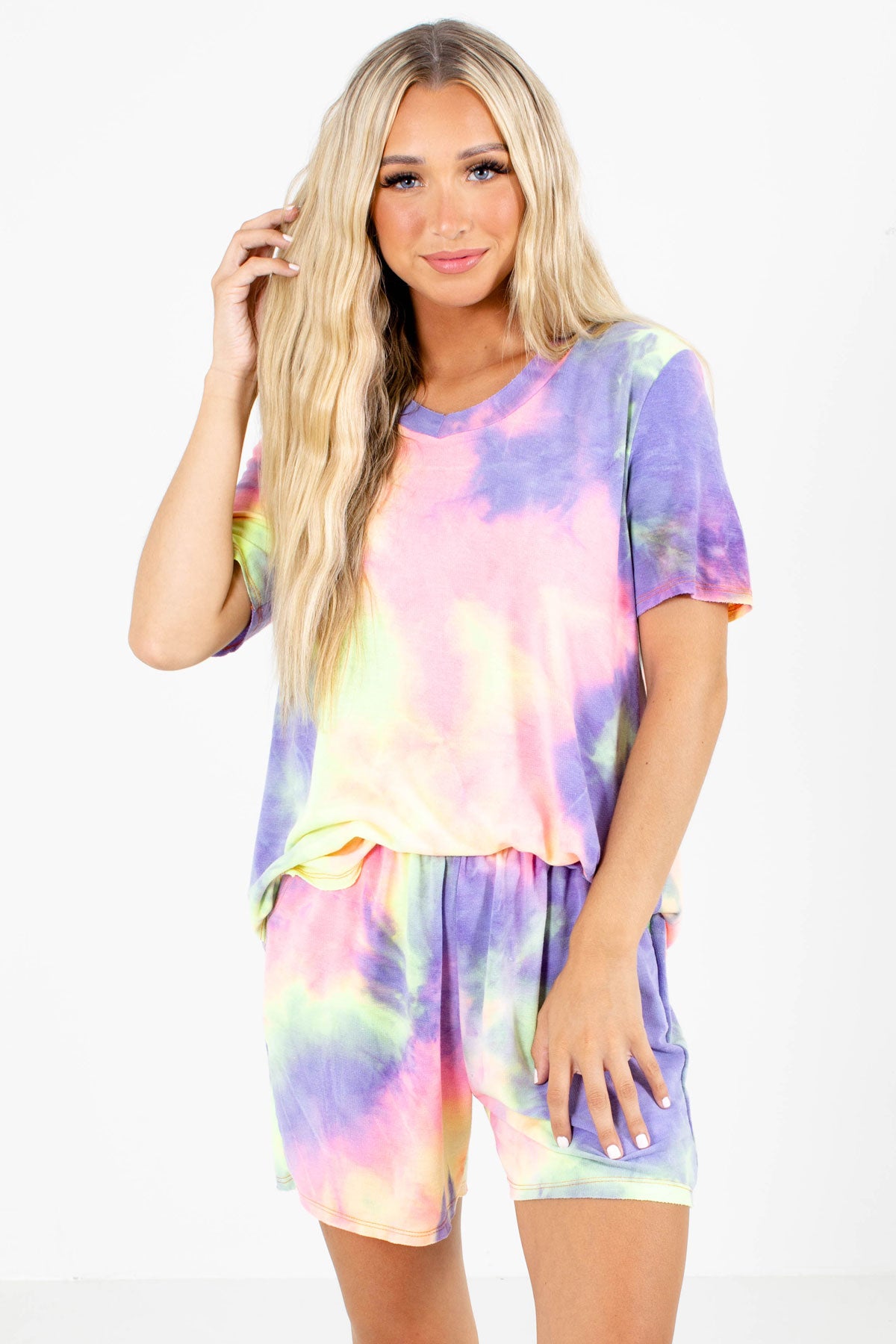 Tie Dye Matching Set with Top and Shorts